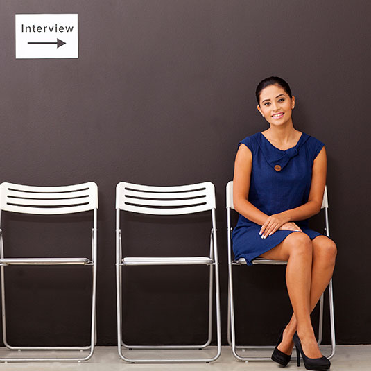 Lady waits for her turn to interview for a great administrative job